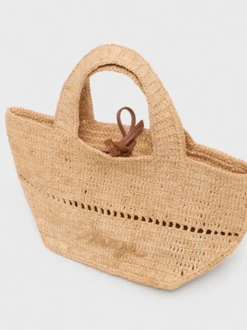 MAJE Woven Straw Mini Tote Bag in Natural - Picture 9 of 11